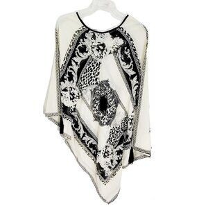 LM Beach Womens White Slit Sleeve‎ Bathing Suit Cover Up Tassel Size S NWT